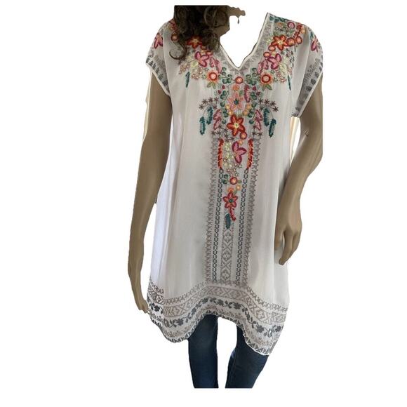 JOHNNY WAS Heidi Cupra Rayon Tunic Top or Dress with Embroidery Size Large 1760 - Picture 2 of 11